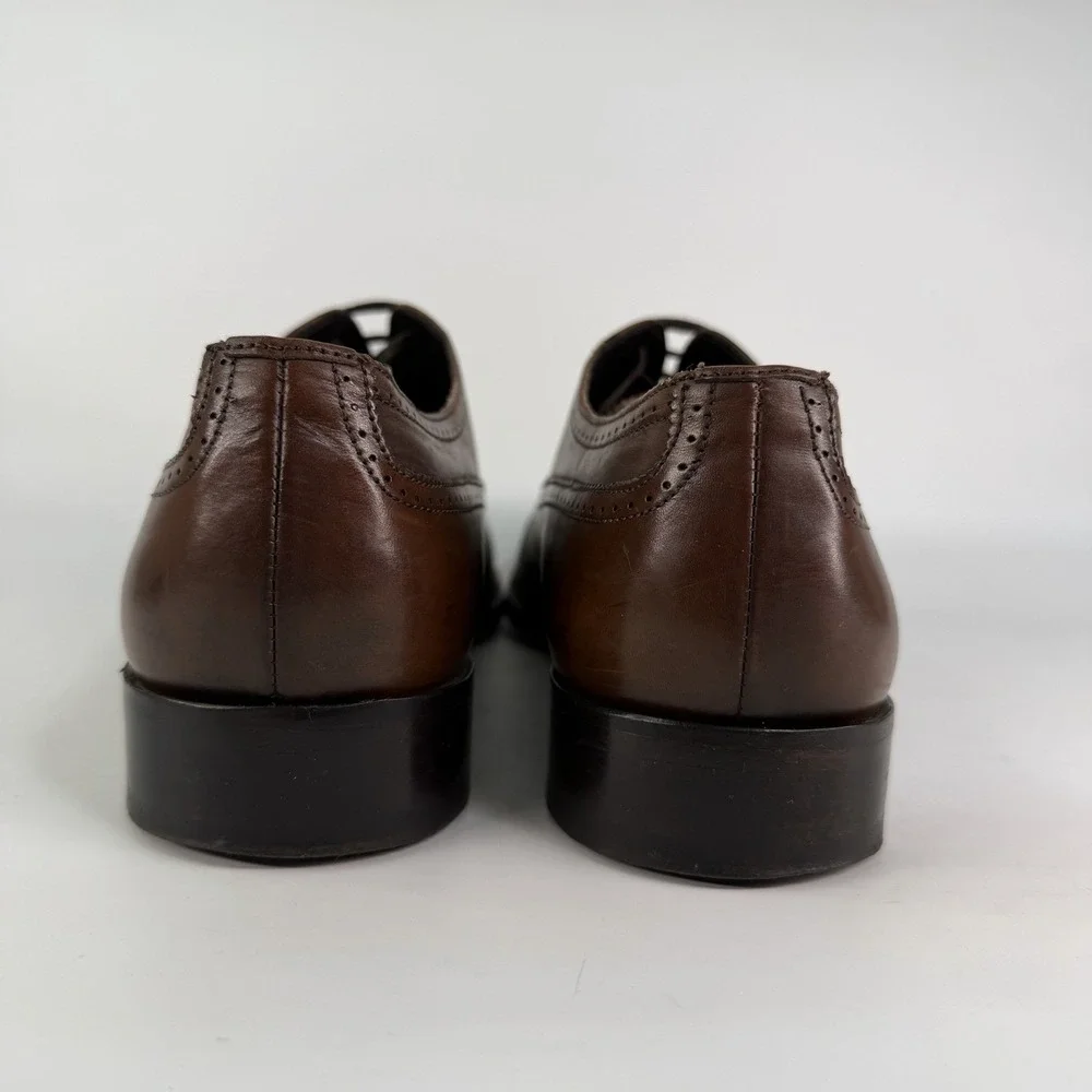 M GEMI Italian Leather Cap Toe Brogue Men 9.5 42.5 Oxford Dress Shoes Spade Sole
